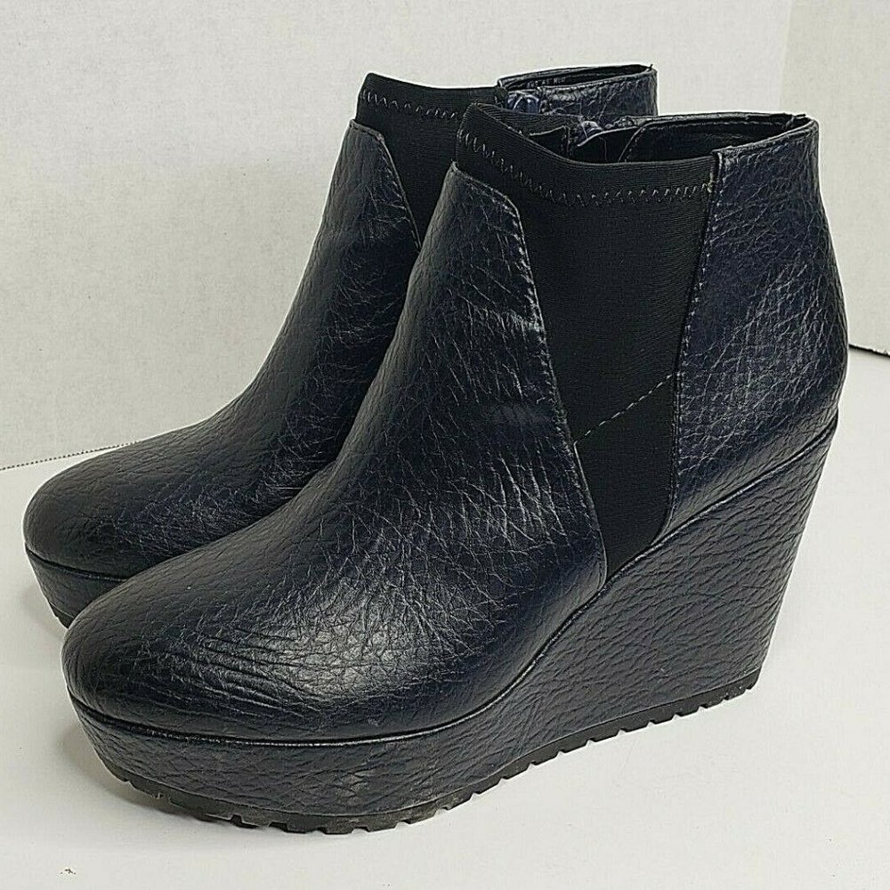 Womens Simply Vera Wang Platform Ankle Bootie Black Size 8 1/2 Zip Moto goth